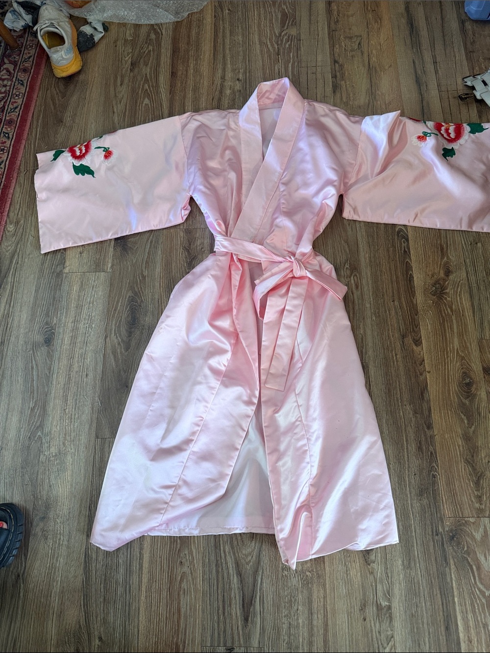Pink Satin Embroidered Kimono Robe - Women Intimates & Sleepwear